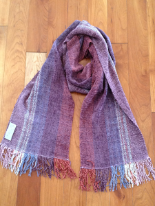 Hand woven scarf egg plant and lilac color